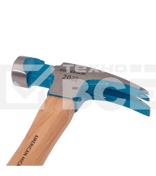 Молоток-гвоздодер,560 г, угол 75, магнит, обрезиненная рукоятка AMERICAN HICKORY   GROSS
