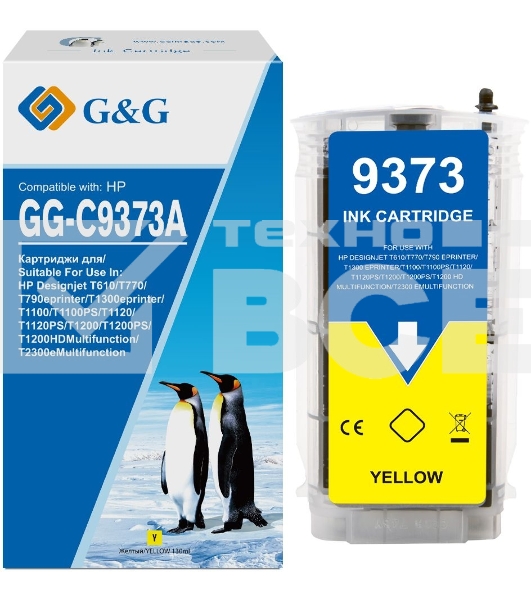 Картридж струйный G&G GG-C9373A желтый (130мл) для HP Designjet T610/T770/T790eprinter/T1300eprinter/T1100