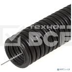 Труба гофрированная ПНД безгалогенная (HF) черная с/з д25 (50 м/2600 м уп/пал) PR.022551 Строитель, фото 1