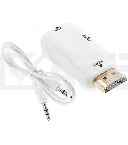 Переходник аудио-видео Premier 5-983AC HDMI (m)/VGA (f)/Jack 3.5 (f) белый
