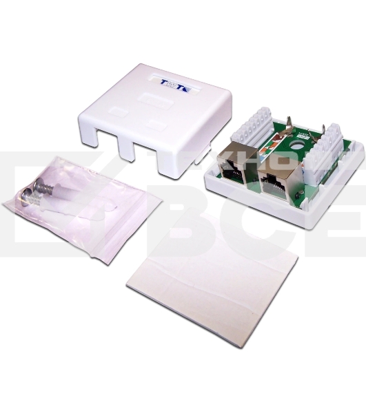 Настенная розетка, 1 порт RJ-45 категории 5е, STP, белая