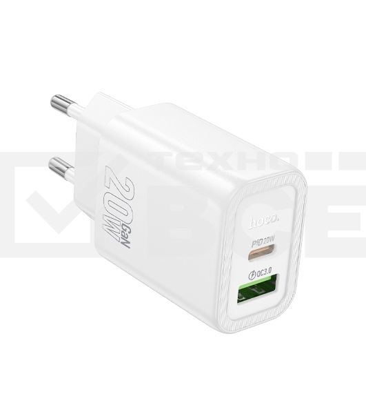 Зарядное устройство Hoco 20Вт, 3А, QC3.0/PD, 1xUSB, 1xType-C, N61, белый, коробка