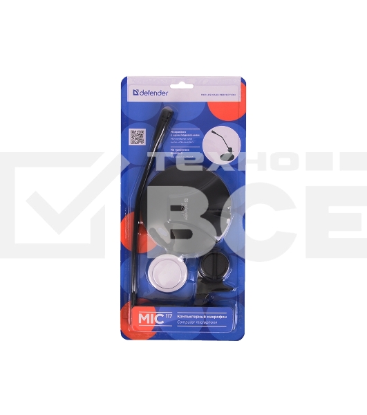 Микрофон Defender MIC-117 черный, кабель 1.8 м
