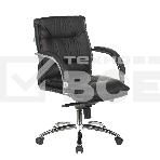 Кресло руководителя Бюрократ T-9927SL-LOW/BLACK черный, кожа, низкая спинка, крестовина хром, фото4