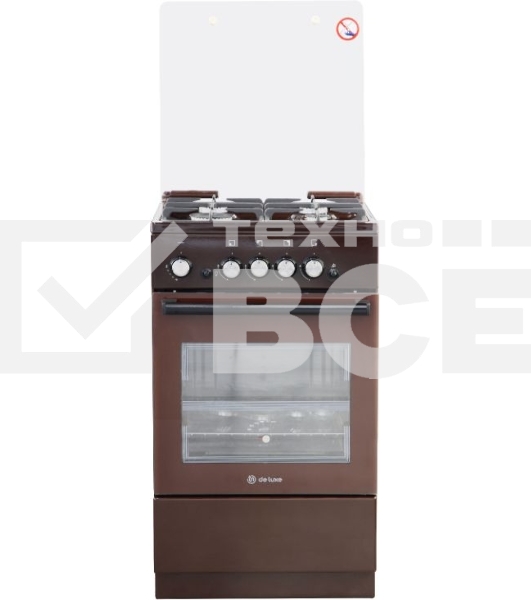Плита газовая De Luxe 5040.32Г (КР) ЧР 014 коричневый, конфорок 4 шт, духовка 46 л, 50 см x 85 см x 50 см