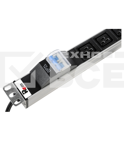 Блок силовых розеток Rem Rem-16, IEC 60320 С19 х 6, вход Schuko, шнур 3 м, 45х484х45 мм (ВхШхГ), 16А, автомат