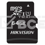 Флеш карта microSDHC 64GB Hikvision HS-TF-C1(STD)/64G/Adapter <HS-TF-C1(STD)/64G/Adapter> (с SD адаптером) R/W Speed 92/30MB/s, V30, фото2