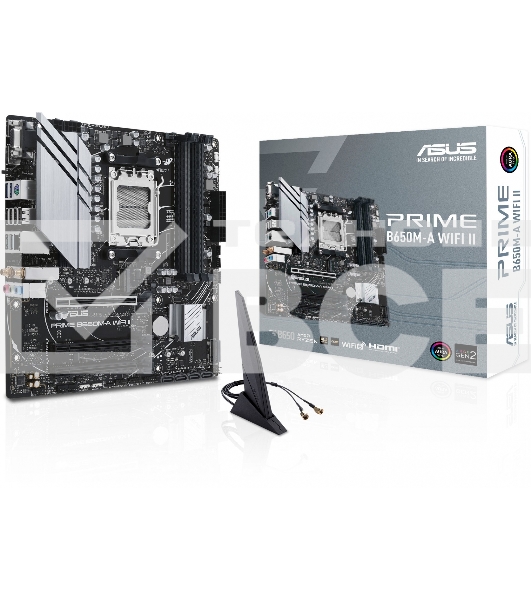 Материнская плата ASUS PRIME B650M-A WIFI II, AM5, AMD B650, 4xDDR5, 4xSATA, 2xM.2, 1xPCI-E 4.0 x16, 2xPCI-E 4.0 x1, 1xHDMI, 1xDP, 1xVGA, 1x 2.5Gb LAN, 2xUSB-A 3.2 Gen 2, 2xUSB-A 3.2 Gen 1, 4xUSB-A 2.0, 3x3.5 мм, 7.1, Micro-ATX