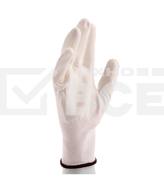 Перчатки трикотажные Сибртех с белым полиуретановым покрытием, размер L, 15 класс вязки