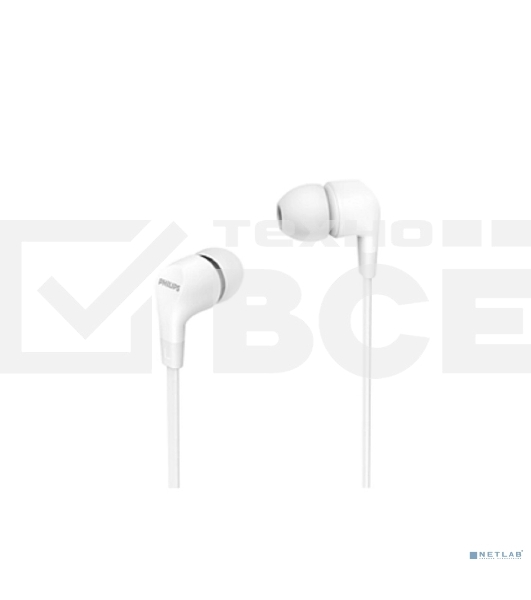 Гарнитура вкладыши Philips TAE1105WT/00 1.2м белый проводные в ушной раковине