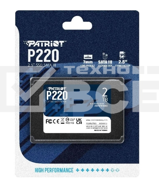 Накопитель SSD Patriot P220, 2TB, SATA III, 2.5