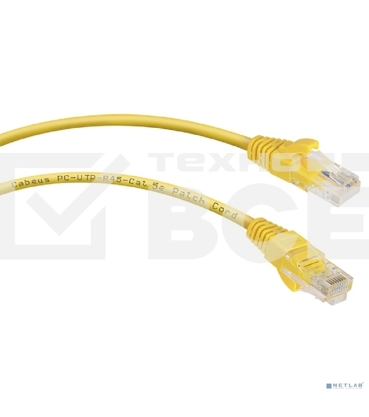 Патч-корд Cabeus, Cat.5e, неэкр., U/UTP, RJ45/RJ45, PVC, AWG24, 0.3м, желтый