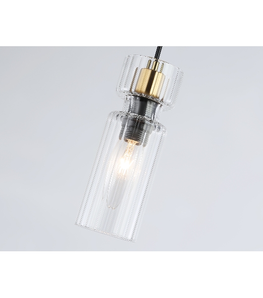 Светильник Ambrella light LH56111 BK/BS/CL черный/латунь/прозрачный E14 max 40W D65*1500