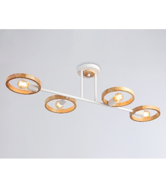 Светильник Ambrella light TR8247/4 WH/LWD белый/светлое дерево E27/4 max 40W 840*360*220