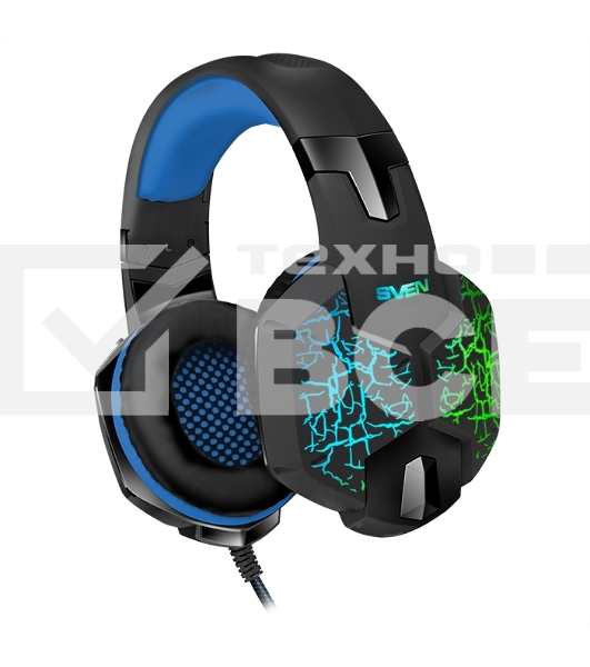Гарнитура SVEN AP-U980MV, черный-синий (USB, LED, 7.1, 2.2m)