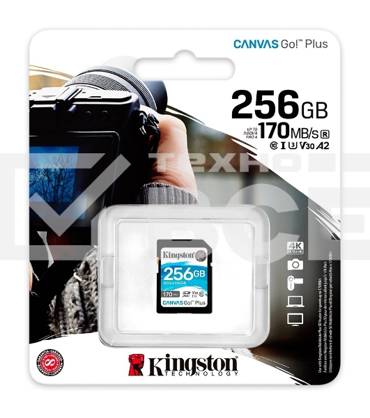 Флеш карта Kingston 256GB SDXC Canvas Go Plus 170R C10 UHS-I U3 V30 EAN: 740617301519
