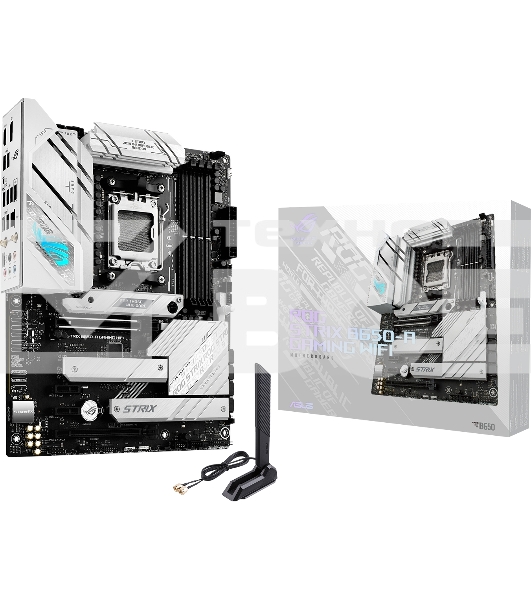 Материнская плата ASUS ROG STRIX B650-A GAMING WIFI, AM5, AMD B650, 4xDDR5, 4xSATA, 3xM.2, 1xPCIe 4.0 x16, 1xPCIe 4.0 x4, 1xHDMI, 1xDP, 1x 2.5Gb LAN, 3xUSB-A 3.2 Gen 2, 4xUSB 2.0, 5x3.5 мм, 7.1, Standard-ATX