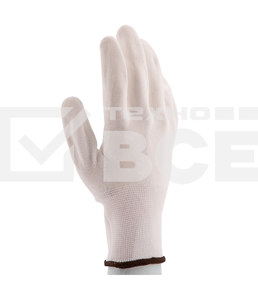 Перчатки трикотажные Сибртех с белым полиуретановым покрытием, размер L, 15 класс вязки