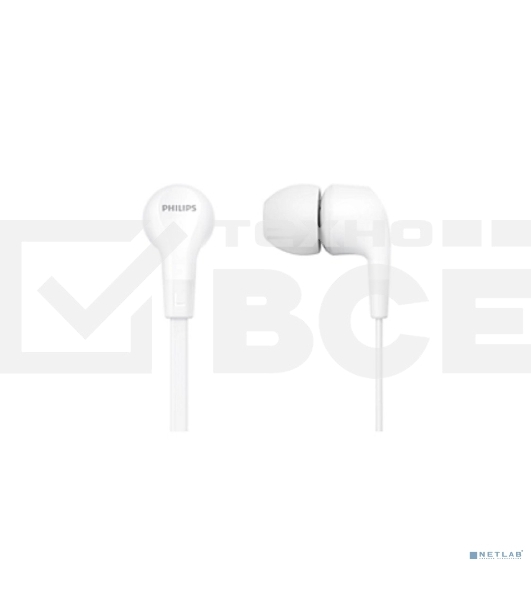 Гарнитура вкладыши Philips TAE1105WT/00 1.2м белый проводные в ушной раковине