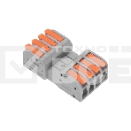 Клемма Rexant СМК 222-424R проходная разъемная 4 полюса серый 0,2-2,5/4 мм² (блистер 5 шт/уп), фото 1