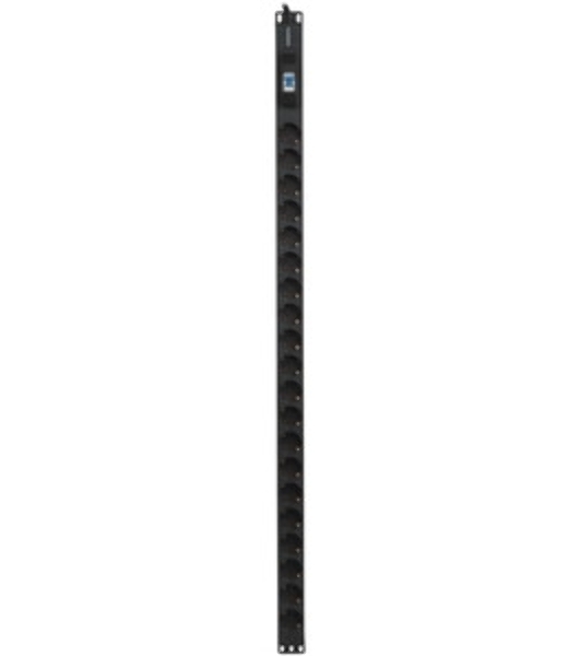 Вертикальный блок розеток с автоматом защиты ExeGate ServerPro PDU-V201 Al-20S-T-1P (19', 1U, Алюминий, 20 Schuko, клеммная колодка, 16A, автомат защиты, черный, RTL)