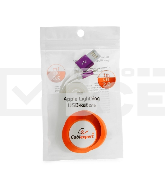 Кабель Gembird  USB 2.0 Cablexpert CC-ApUSBp1m, AM/Lightning 8P, 1м, силиконовый шнур, разъемы фиолетовый металлик, пакет