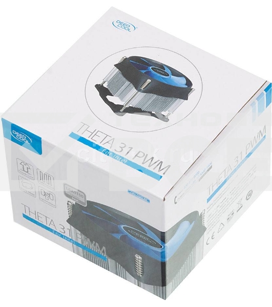 Кулер для процессора DEEPCOOL THETA 31 PWM черный/синий, 92 мм, алюминий/медь, 2400 об/мин, 32.5 дБ, 4 pin, 95 Вт, 60 мм