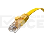 Патч-корд GCR PROF плоский прямой 2.0m, UTP медь кат.6, желтый, 30 AWG, ethernet high speed 10 Гбит/с, RJ45, T568B, GCR-52827, фото 1