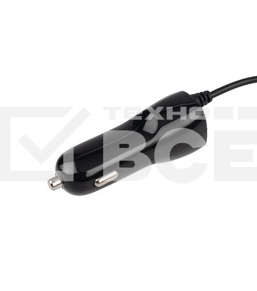 Автозарядка в прикуриватель microUSB (АЗУ) (5 V, 1000 mA) шнур спираль 1.2 м черный Rexant