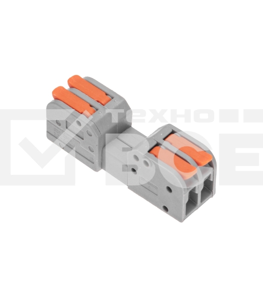 Клемма Rexant СМК 222-422R проходная разъемная 2 полюса серый 0,2-2,5/4 мм² (блистер 5 шт/уп)