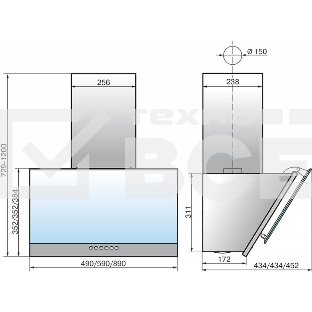 Вытяжка каминная Elikor Рубин S4 90П-700-Э4Д антрацит/черное стекло управление: кнопочное (1 мотор)
