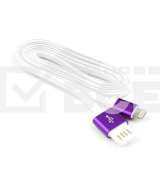 Кабель Gembird  USB 2.0 Cablexpert CC-ApUSBp1m, AM/Lightning 8P, 1м, силиконовый шнур, разъемы фиолетовый металлик, пакет