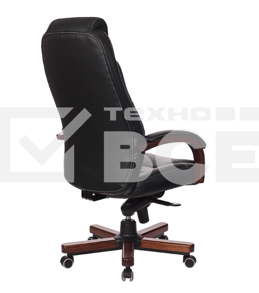 Кресло руководителя Бюрократ T-9923WALNUT/BLACK черный, кожа, крестовина дерево