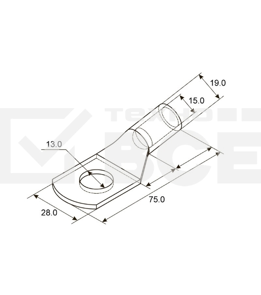 Наконечник ТМЛ 95–12–15 (95 мм² - Ø 12 мм) ГОСТ 7386-80 (в упак. 2 шт.) Rexant