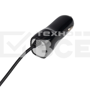 Автозарядка в прикуриватель microUSB (АЗУ) (5 V, 1000 mA) шнур спираль 1.2 м черный Rexant