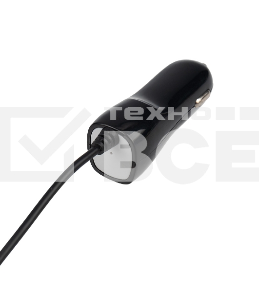 Автозарядка в прикуриватель microUSB (АЗУ) (5 V, 1000 mA) шнур спираль 1.2 м черный Rexant