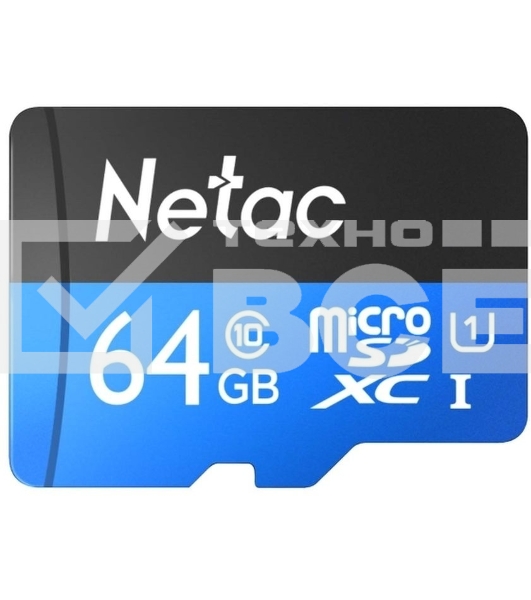 Флеш карта microSDHC 64GB Netac P500 <NT02P500STN-064G-R> (с SD адаптером) 80MB/s