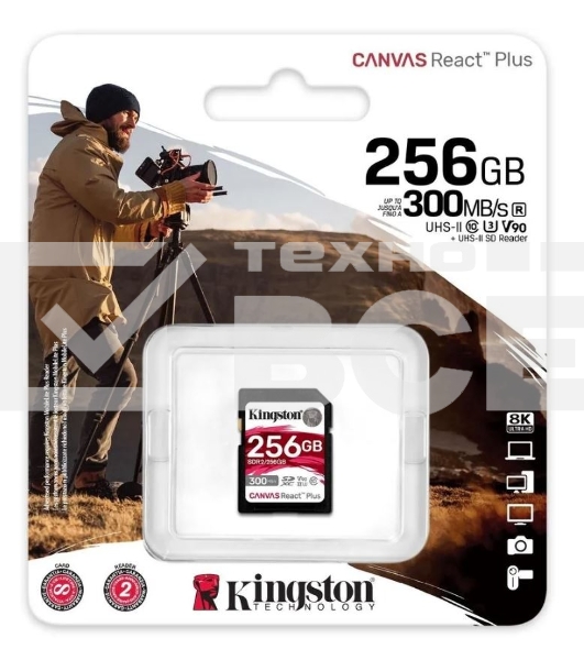 Флеш карта SDXC 256Gb Class10 Kingston SDR2/256Gb Canvas React Plus w/o adapter
