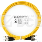 Комм. шнур оптический Cabeus Tight Buffer, Duplex FC/FC, OS2 9/125, LSZH, 3м, d= 3мм, черный хвостовик, желтый, фото 1