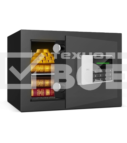 Сейф Deli ET550 250x 350x 250 мм, кодовый электронный/ключевой, чёрный