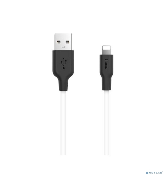 Кабель USB 2.0 HOCO X21, силиконовая оплетка, AM/Lightning M, бело-черный, 1м