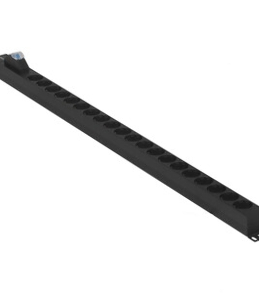Вертикальный блок розеток с автоматом защиты ExeGate ServerPro PDU-V201 Al-20S-T-1P (19', 1U, Алюминий, 20 Schuko, клеммная колодка, 16A, автомат защиты, черный, RTL)