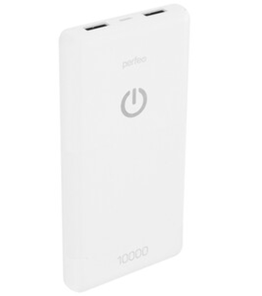 Портативный аккумулятор Perfeo 10000 mAh + Micro usb/In Micro usb/Out USB 1 А, 2.1A/белый (PF_B4297)
