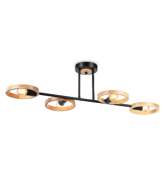 Светильник Ambrella light TR8248/4 BK/LWD черный/светлое дерево E27/4 max 40W 840*360*220