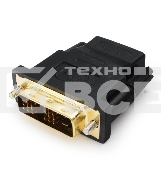 Переходник Cablexpert HDMI-DVI 19F/19M золотые разъемы, пакет, черный (A-HDMI-DVI-2)