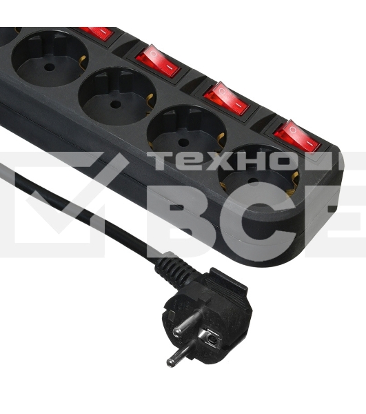 Сетевой фильтр Buro 500SH-3-SW-B 3м (5 розеток) черный (коробка)