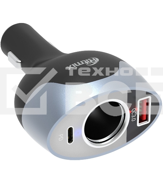 Разветвитель роз.прикуривателя Ritmix RM-12XQPD 1xSoc 2xUSB черный/серебристый/серебристый (80000163)