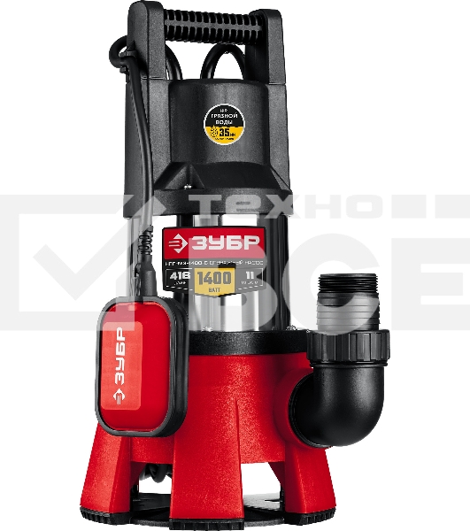 Насос ЗУБР НПГ-М3-1400-С, дренажный для грязной воды, корпус - нерж. сталь, 1400 Вт