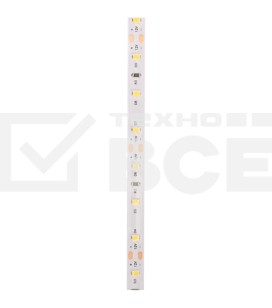 Лента светодиодная 12В, SMD2835, 9,6Вт/м, 60 LED/м, 6500K, 8мм, 5м, IP20 Rexant