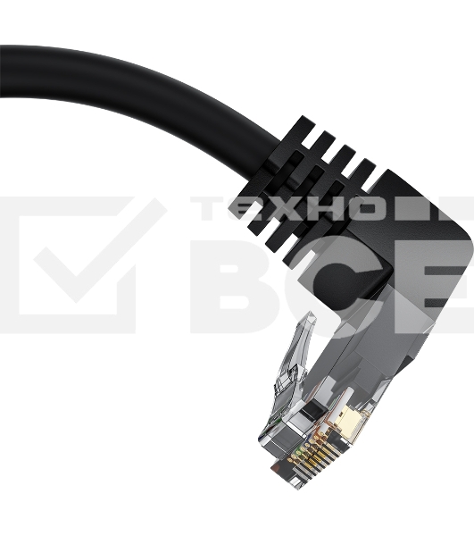 Патч-корд прямой 10.0m UTP кат.5e, черный, верхний угол, литой, ethernet high speed, RJ45, T568B